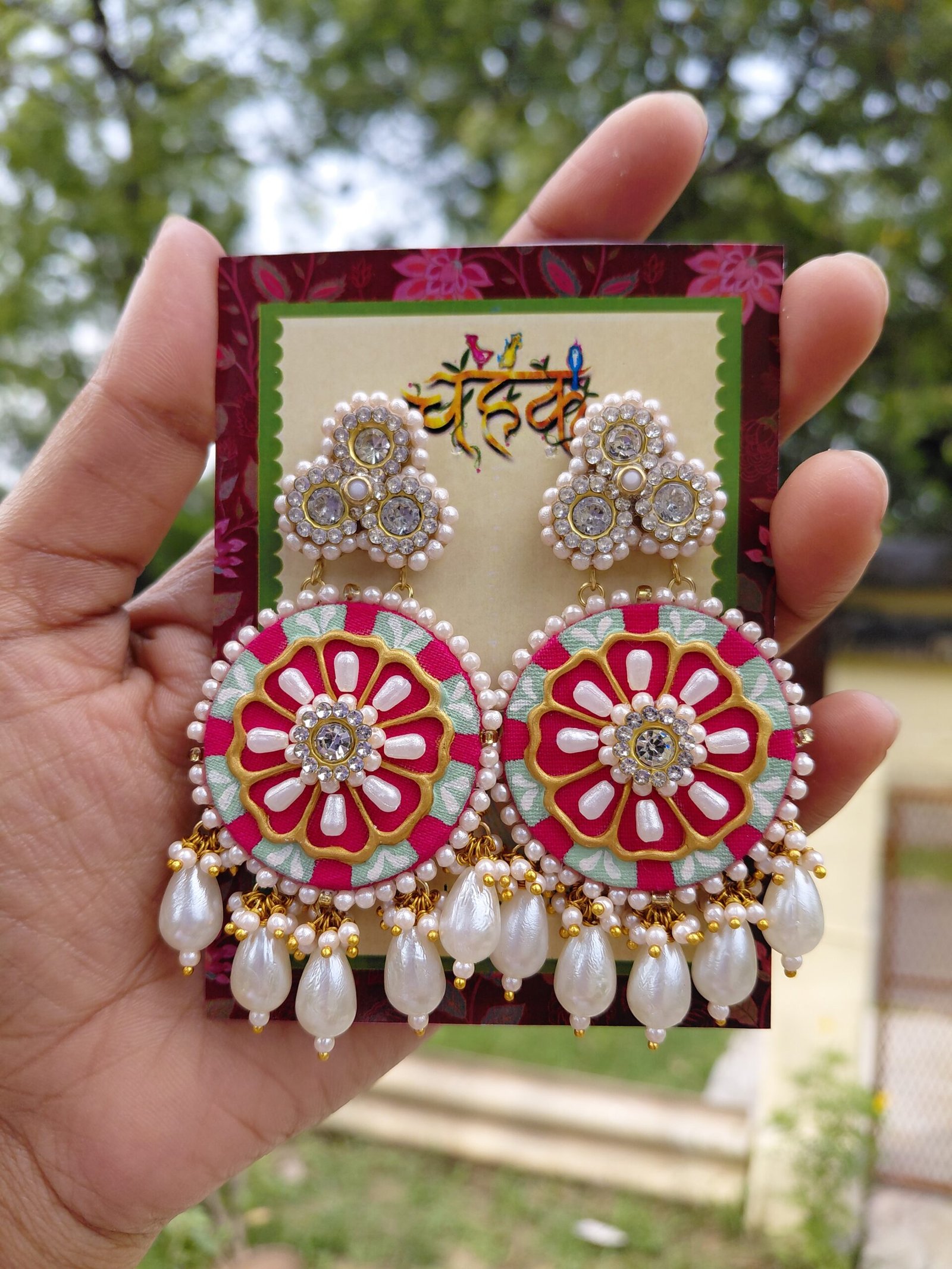 Royal Floral Pearl Jhumka Earrings